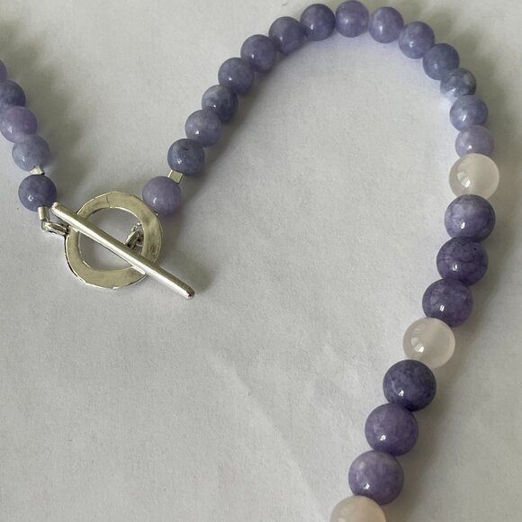 Amethyst Pendant Aquamarine and Agate Beads Necklace and Pierced Earring… - Picture 6 of 7